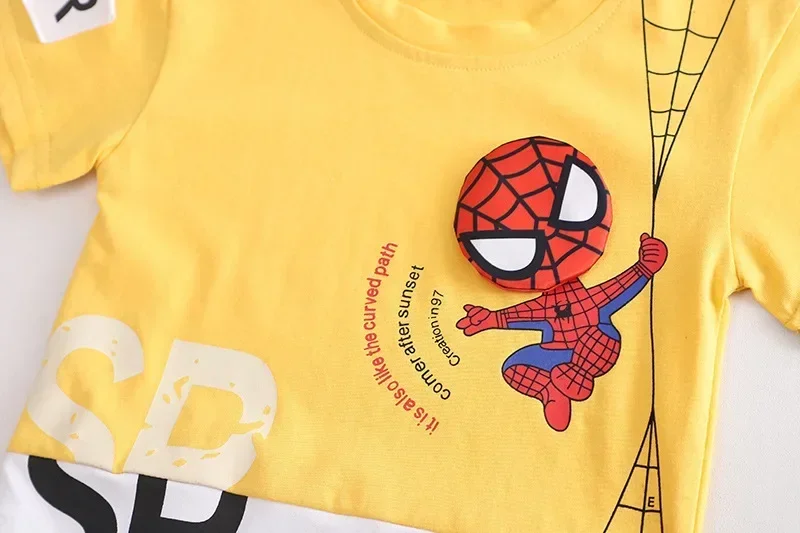 2025 Summer Baby Boys Spiderman Short Sleeve T-shirt+Jeans Sets Clothes Kids Fashion Clothing Outfits Children Sports Suits