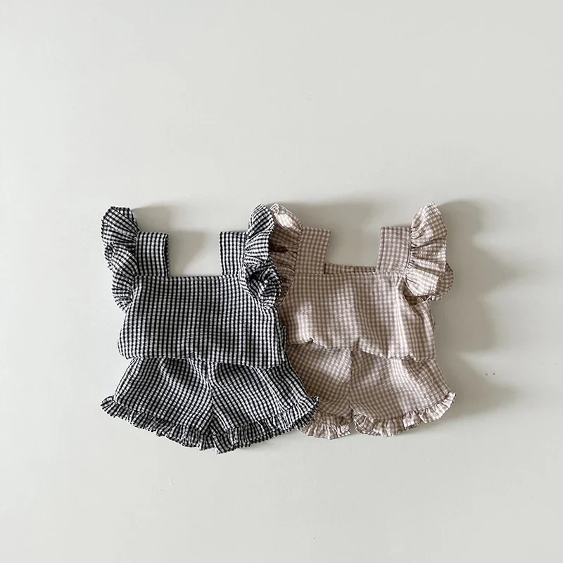 MILANCEL 2026 Summer Baby Clothing Set Toddler Ruffle Tee and Shorts 2Pcs Girls Suits Ruffle Tee Set