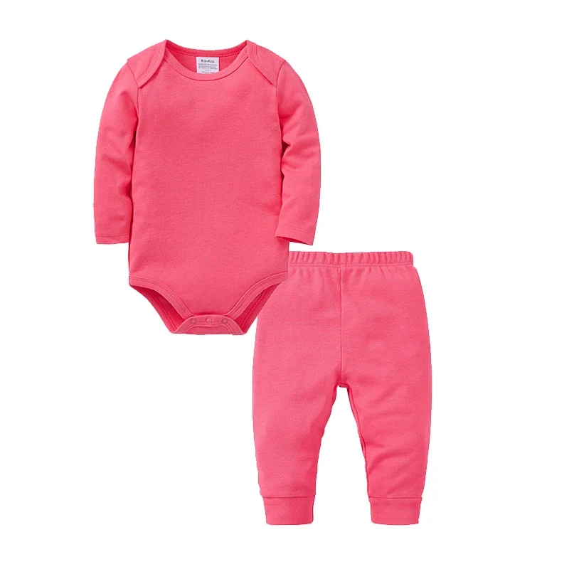 2 Pieces Set 100% Cotton Baby Rompers Pants Blank Colors Kids Trousers Plain Newborn Clothing Muslin Bodysuit Clothes