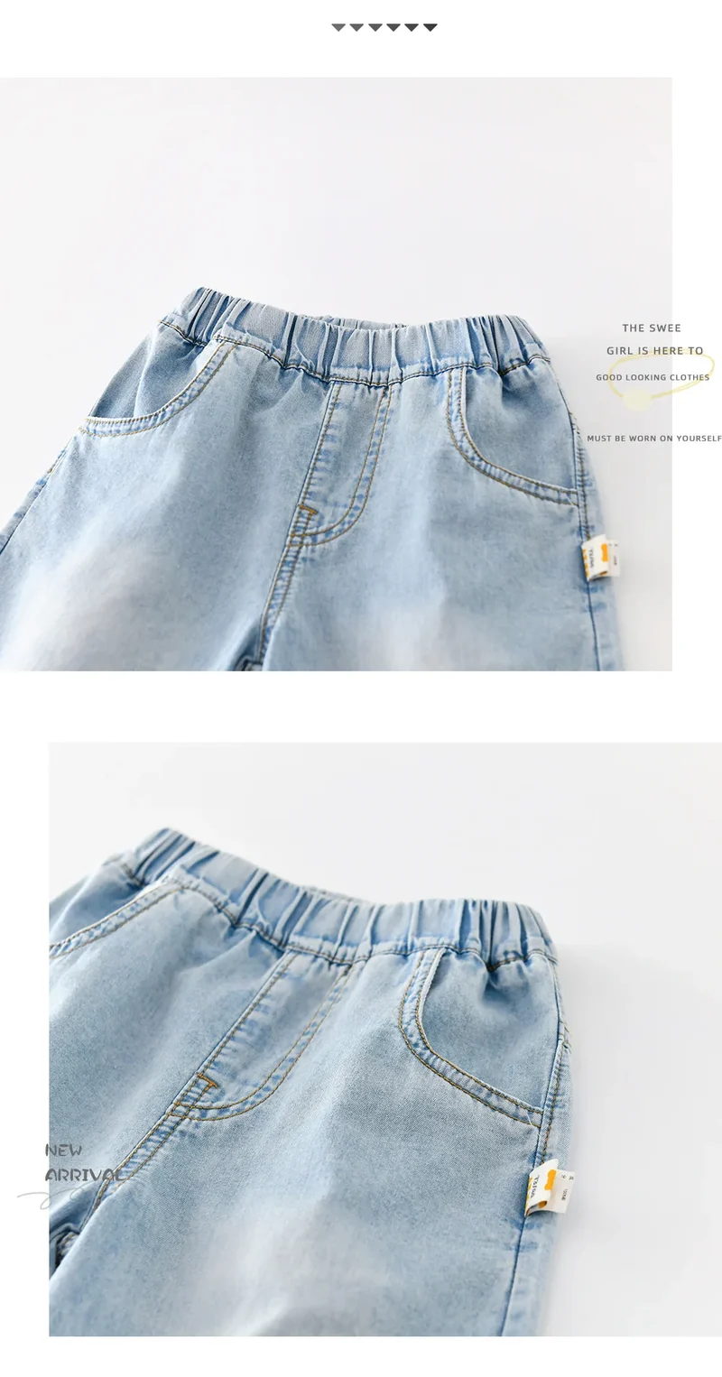 2026 Summer New Baby Thin Denim Shorts Children Casual Pants Boys Girls Loose Jeans Shorts Solid Kids Clothes