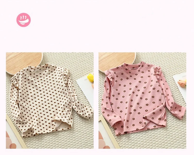 1pcs Autumn Winter Children's T-Shirts Baby Floral Print Tops Kids Round Neck Long Sleeve Base Shirt Girls Tshirts Clothes