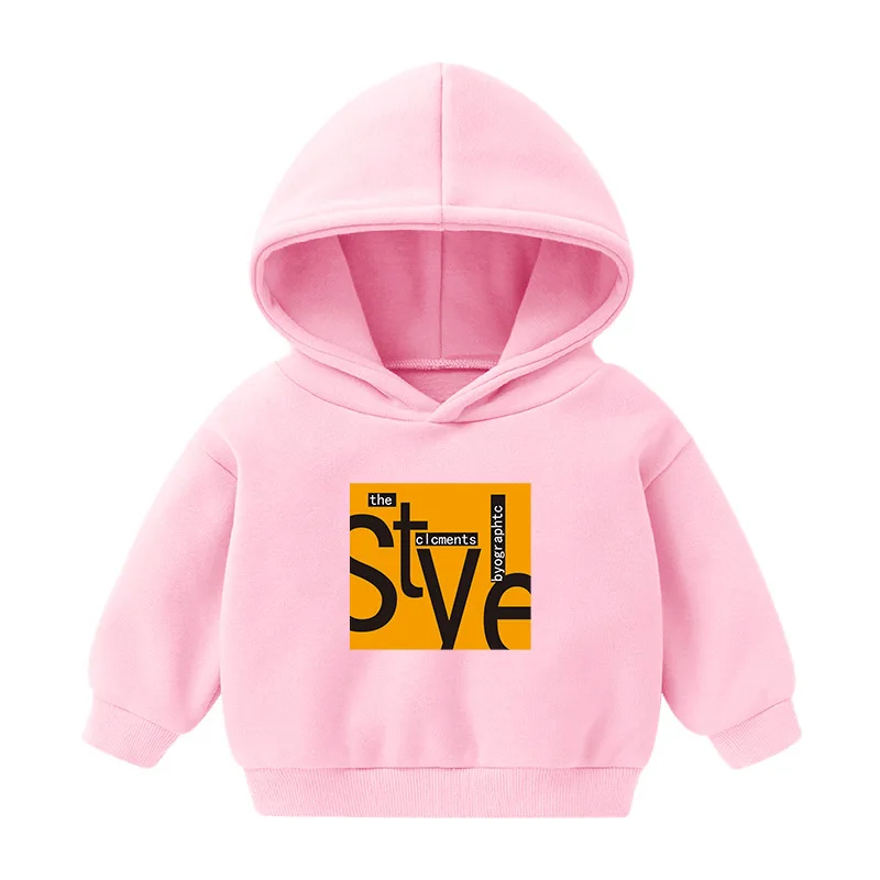 1pcs Boys Girls Thick Velvet Cartoon Tees Kids Solid Casual Fashion Warm Autumn Winter Sweatshirt Hoodie Baby Cloths Infant Tops