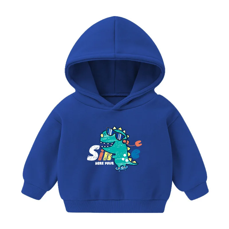 1pcs Boys Girls Thick Velvet Cartoon Tees Kids Solid Casual Fashion Warm Autumn Winter Sweatshirt Hoodie Baby Cloths Infant Tops