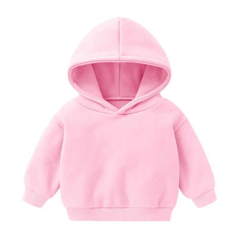 1pcs Boys Girls Thick Velvet Cartoon Tees Kids Solid Casual Fashion Warm Autumn Winter Sweatshirt Hoodie Baby Cloths Infant Tops