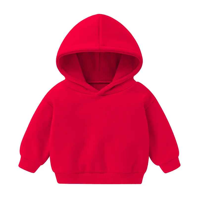 1pcs Boys Girls Thick Velvet Cartoon Tees Kids Solid Casual Fashion Warm Autumn Winter Sweatshirt Hoodie Baby Cloths Infant Tops