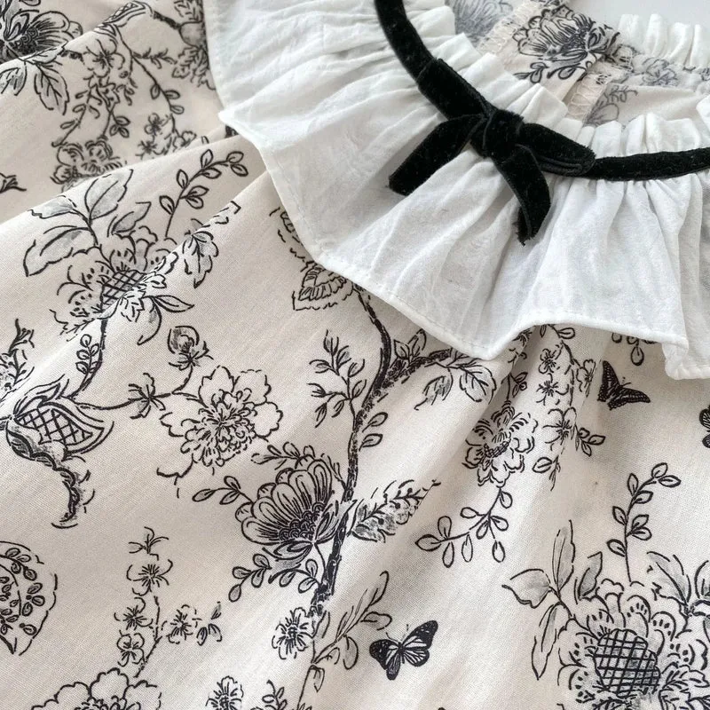 2026 New Summer Baby Clothing Set Infant Girls Floral Lace Collar Tops And Bloomer 2 PCS Suit Toddler Outfit