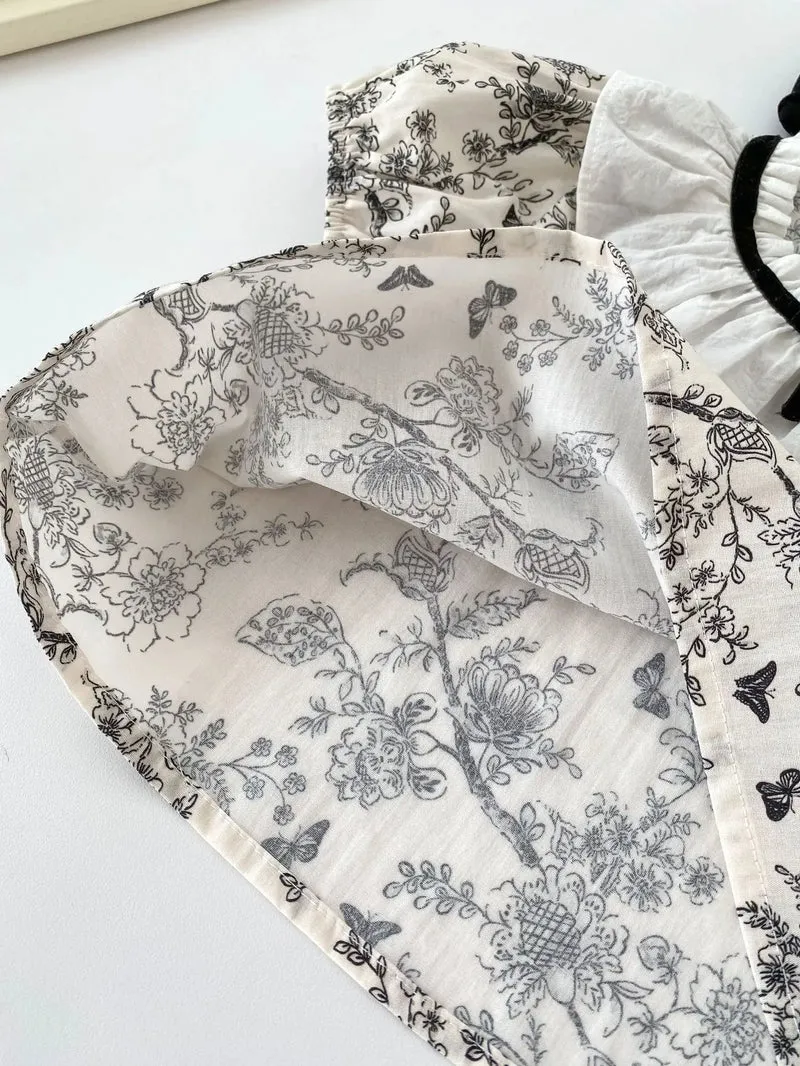 2026 New Summer Baby Clothing Set Infant Girls Floral Lace Collar Tops And Bloomer 2 PCS Suit Toddler Outfit