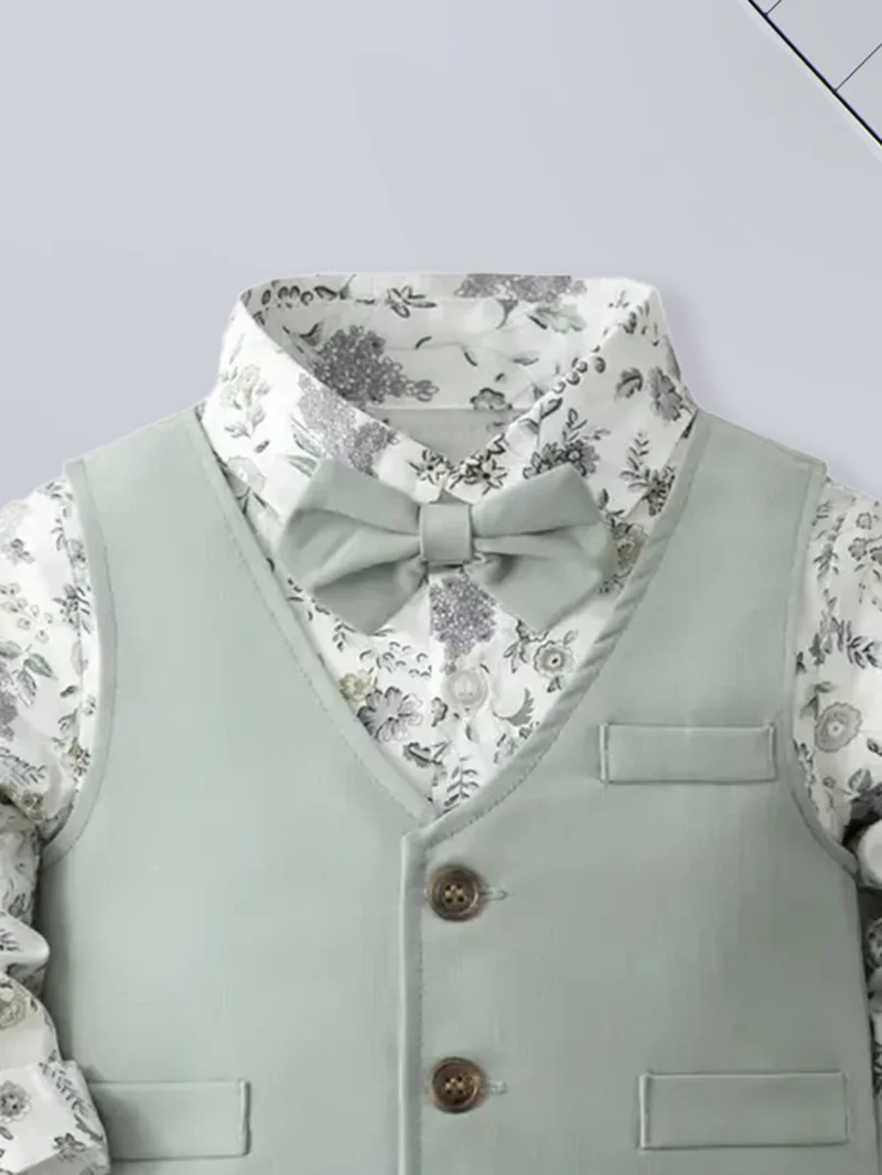 Summer 0-1 Years Old Infant Baby Boys Long Shirt And Strap Pants Little Gentleman 2-Piece Set