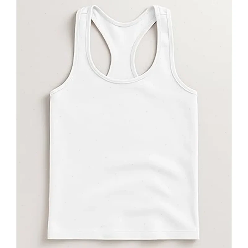 Boys Round Neck Sleeveless Stretch Undershirt Girls Seamless Cotton Wide Strap Racerback Tank Children Kids Vests 2T-14 Years
