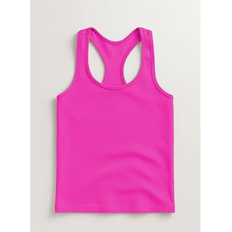 Boys Round Neck Sleeveless Stretch Undershirt Girls Seamless Cotton Wide Strap Racerback Tank Children Kids Vests 2T-14 Years