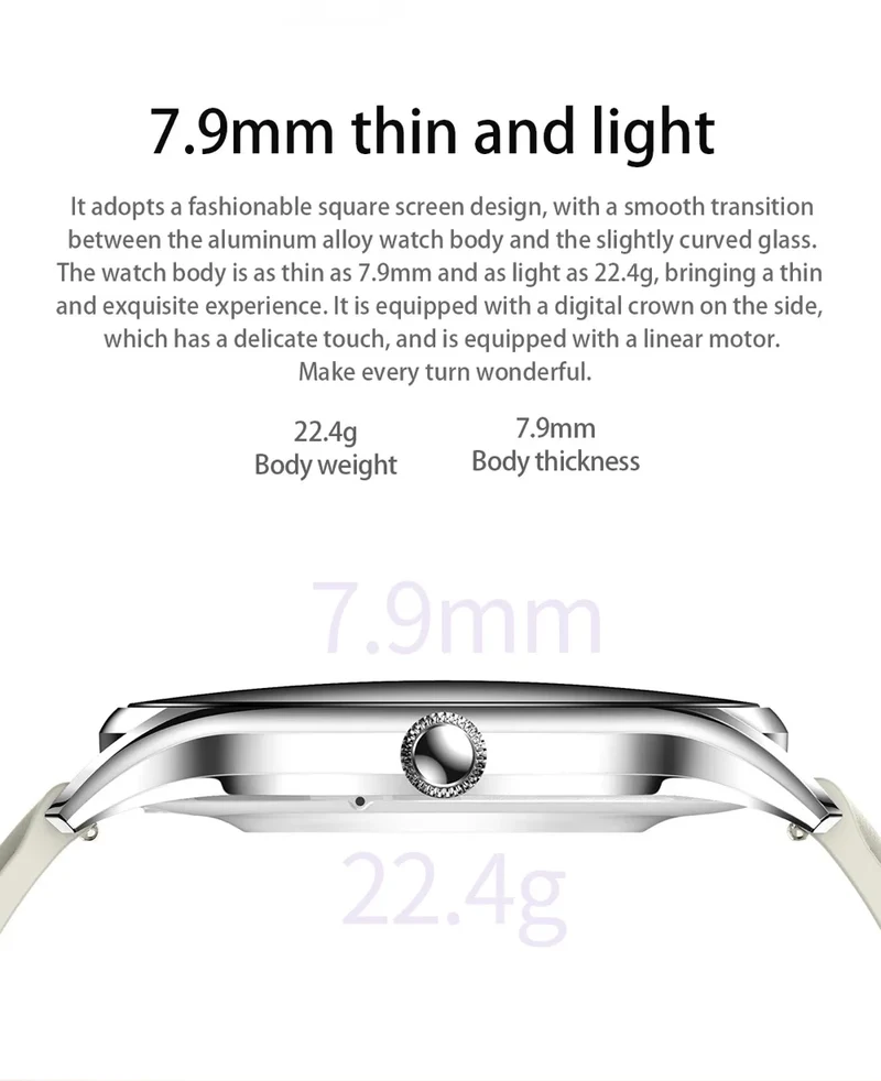 2025 New AMOLED Screen 7.9mm Ultra-thin Women Blue Tooth Call Smart Watch Heart Rate Health Lady Music Sport Fitness Smartwatch