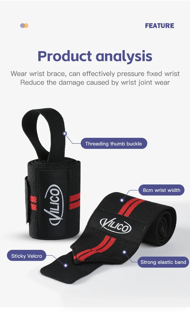 Fitness Wristband Wrapped Design With Adjustable Elasticity to Support and Stabilize The Wrist, Avoiding Wrist Injuries