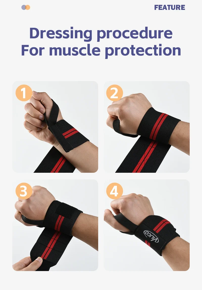 Fitness Wristband Wrapped Design With Adjustable Elasticity to Support and Stabilize The Wrist, Avoiding Wrist Injuries