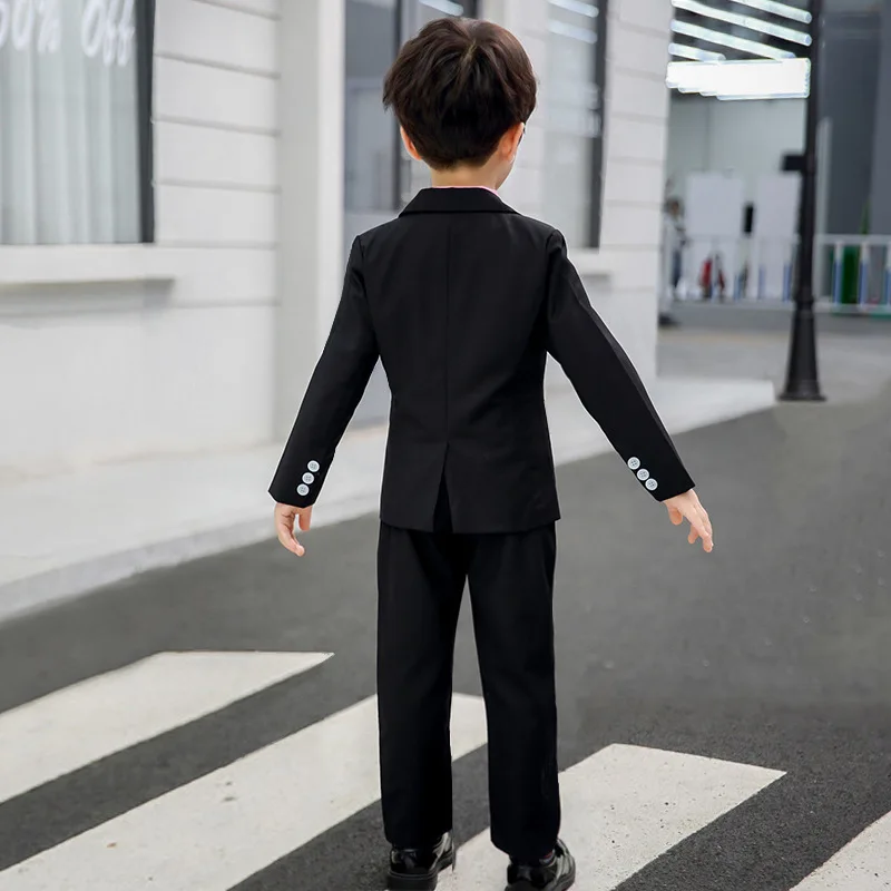Spring Autumn Formal Boys Suit Set Children Party Host Wedding Costume Little Kids Blazer Vest Pants Clothing Sets