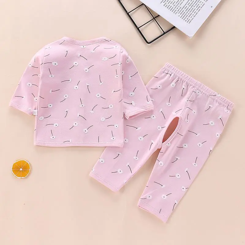 Newborn Children Thickened Warm Cotton Clothes Baby Tie Underwear Monk Suit Spring Fall and Winter Two-Piece Set