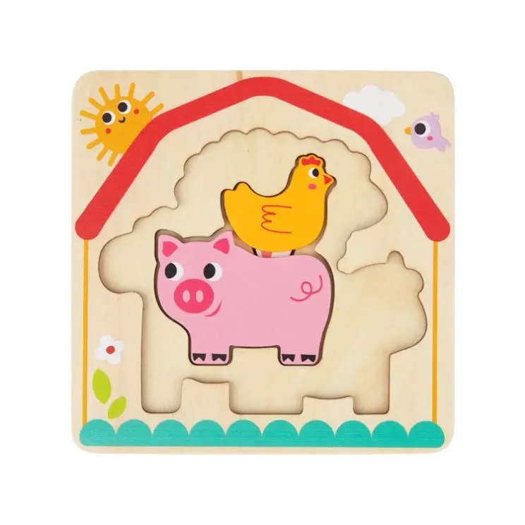 2024 New Kids Wooden Toys Multi-layered Farm Puzzle Games Toys for Children