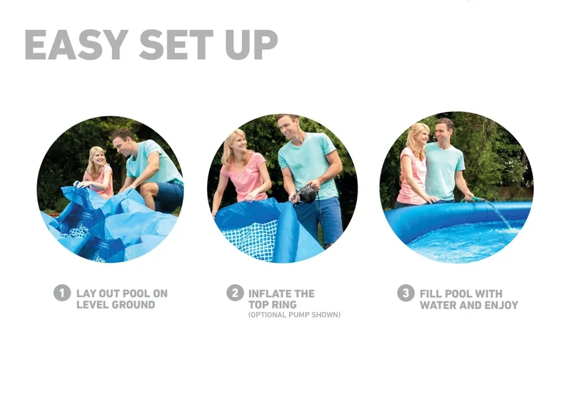 Intex 28120 Above Ground Pool Easy Set Inflatable Swimming Pool with Round Bracket for Adults and Children PVC Material