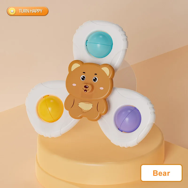 Cartoon suction cups for babies table fun spinning tops Children baby soothing toy Fidgety spinner grip training Splashing toy