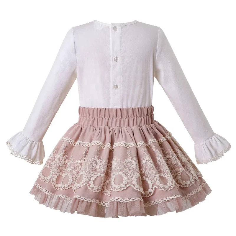 OEM Pettigirl Valentines Outfits in Children Casual Lace Vintage Dresses with Headband Wholesale Boutique Clothing 1BAG=1PCS