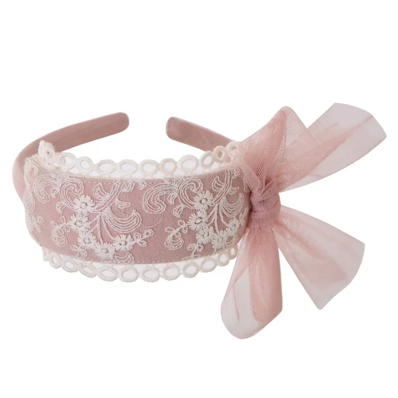 OEM Pettigirl Valentines Outfits in Children Casual Lace Vintage Dresses with Headband Wholesale Boutique Clothing 1BAG=1PCS