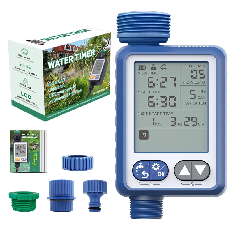 Outdoor Plastic Automatic Digital Water Timer Rain Sensor Child Clock Battery Operated Garden Irrigation System for Lawn