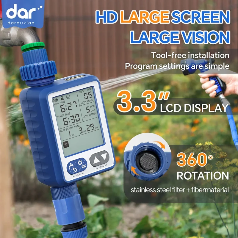 Outdoor Plastic Automatic Digital Water Timer Rain Sensor Child Clock Battery Operated Garden Irrigation System for Lawn