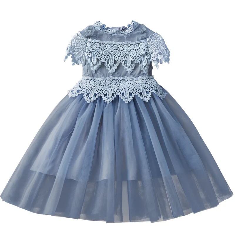 New Listing Wedding Pattern Lace Little Princess Microfiber Dress Halter ODM Wholesale Kid Clothing for Baby Girls for Children