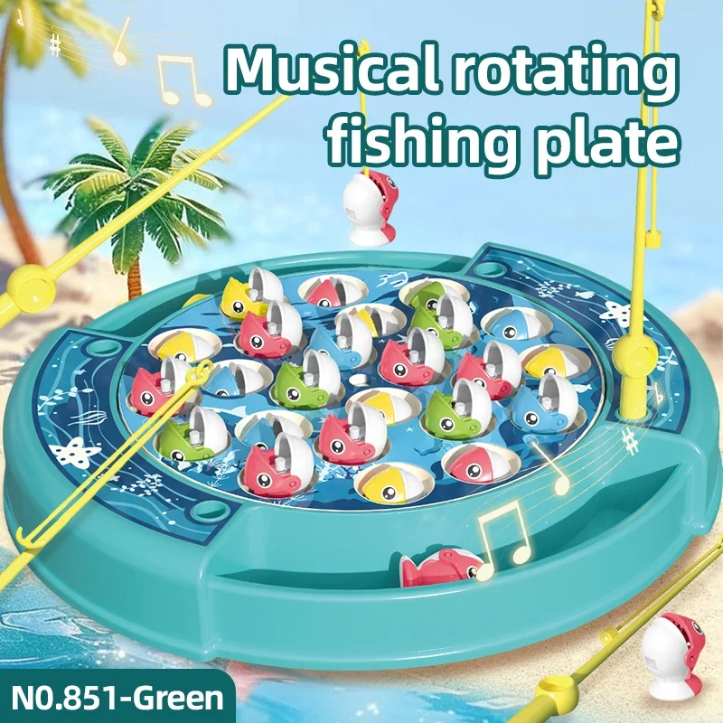 OEM Unisex Plastic Musical Rotary Fishing Hook Toy Classic Educational Children's Game Table Interactive Parent-Child Spin