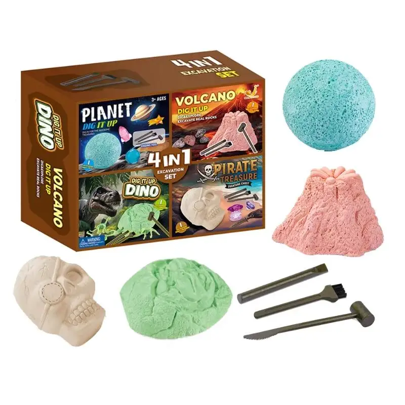 4-in-1 Comprehensive Excavation Tool Set Dinosaur Skeleton Toy Stellar Shaped Early Education Nature Exploration Kids CHINA