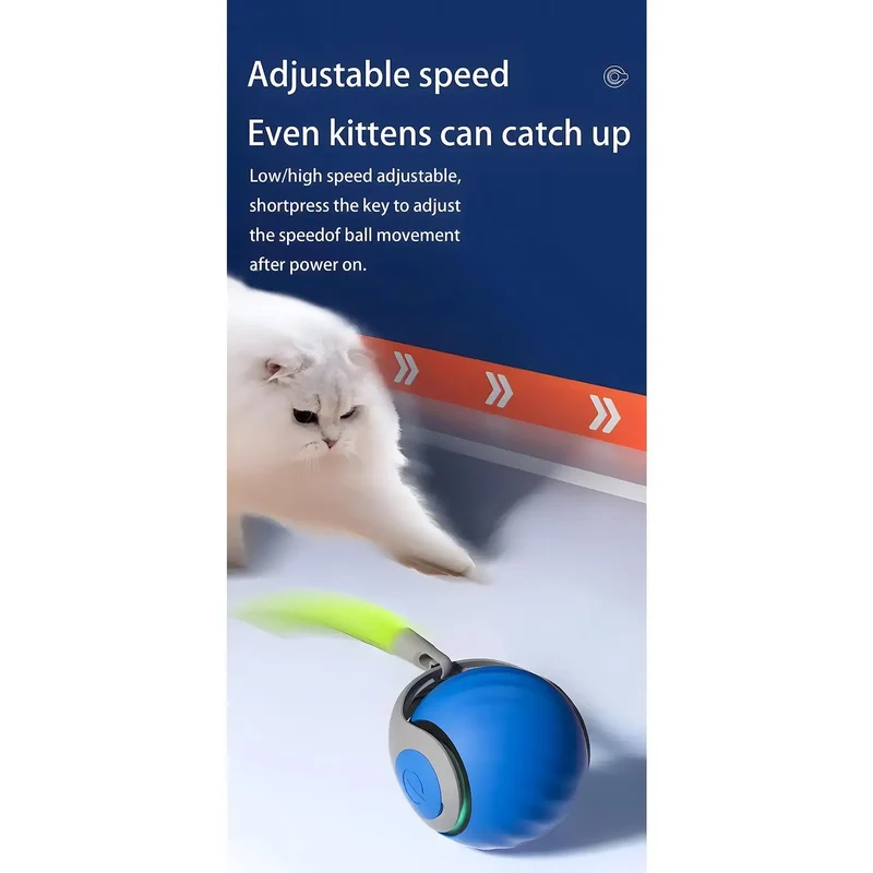 2025 Smart Interactive Cat Ball Type-C Rechargeable Automatic Cat Teaser Toy Made in China