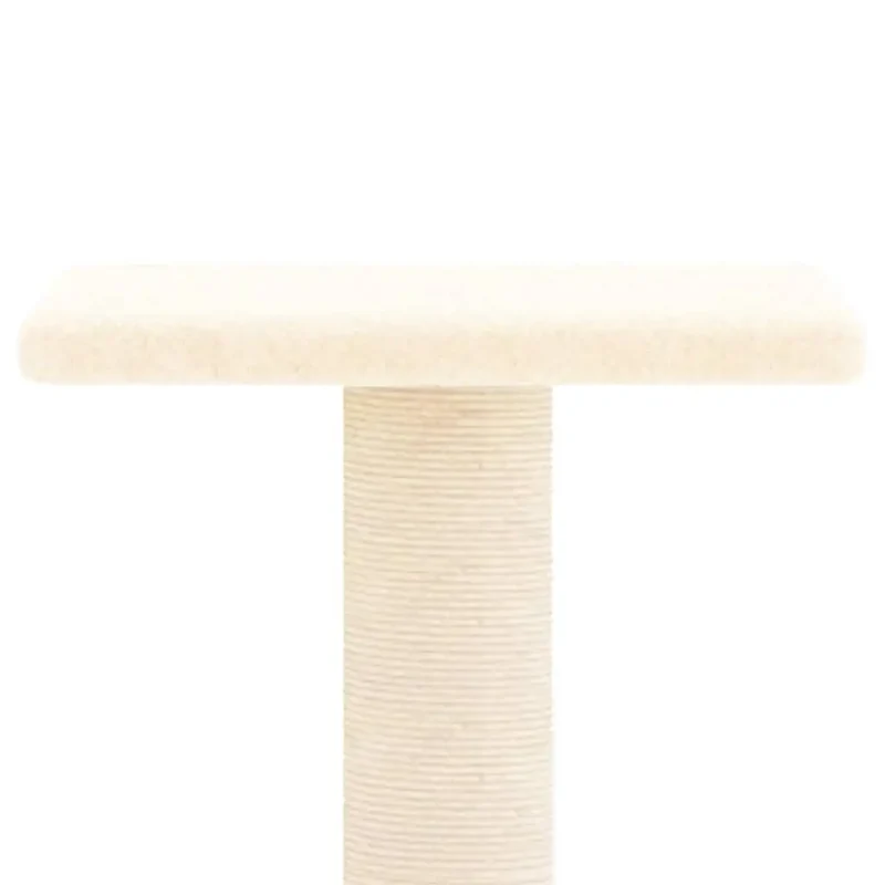 W2B VidaXL Modern Cream Cat Tree 28.7 in Tall Engineered Wood and Wool Plush with Sisal for Cats Toy