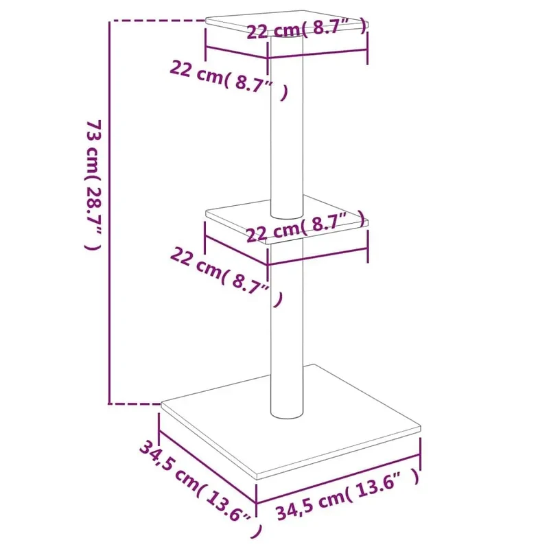 W2B VidaXL Modern Cream Cat Tree 28.7 in Tall Engineered Wood and Wool Plush with Sisal for Cats Toy