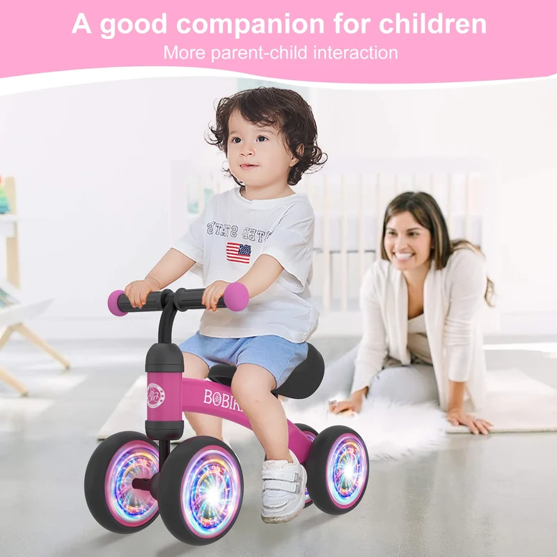Baby Balance Bike Toys for 12-36 Months Kids Toy Boy and Girls Gifts Toddler Best First Birthday Gift (Rose Red-Light)