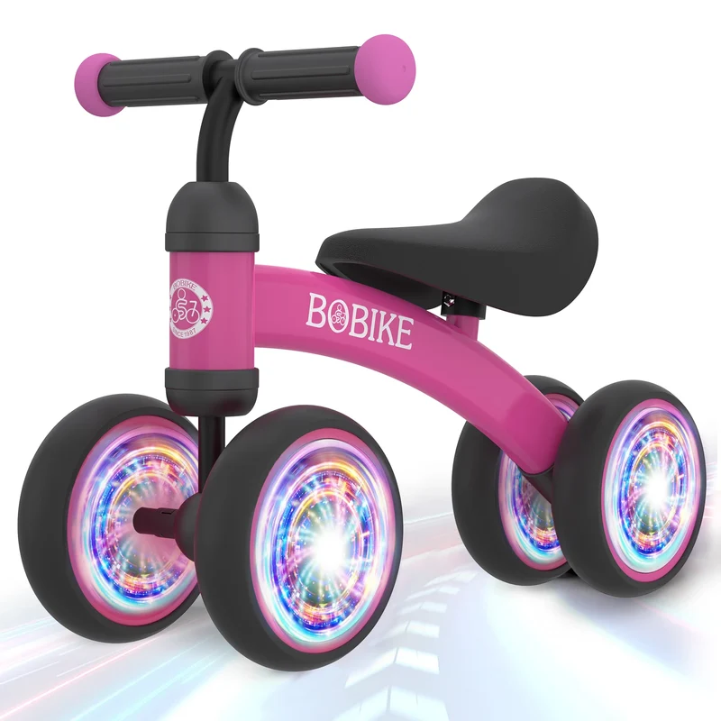 Baby Balance Bike Toys for 12-36 Months Kids Toy Boy and Girls Gifts Toddler Best First Birthday Gift (Rose Red-Light)