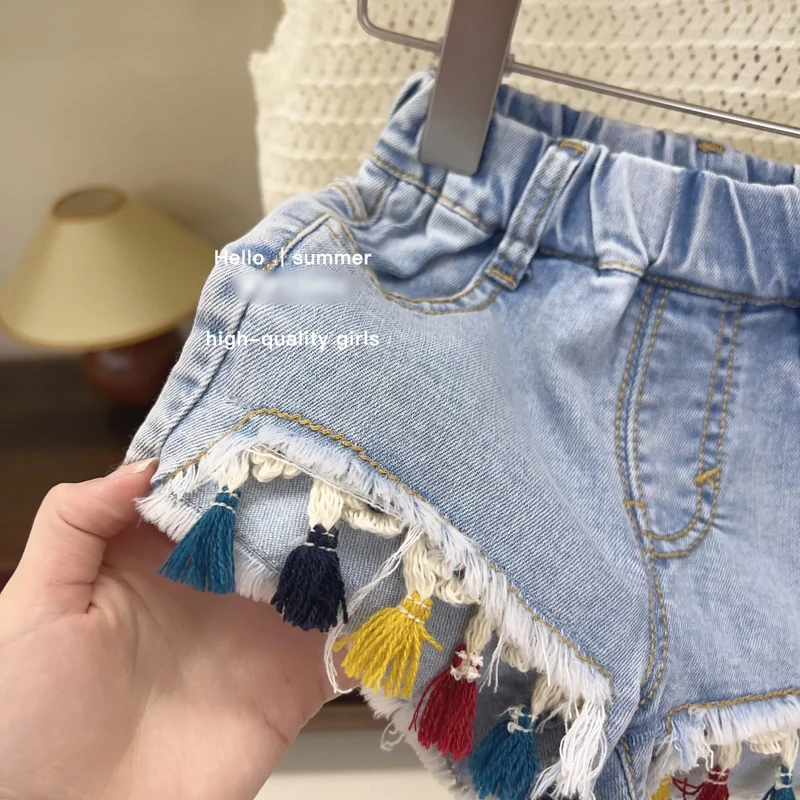 Summer Baby Girl Outfit Set New Born Baby Girl Clothes 2 Pcs Vest Pant Fashion Print Kids Denim Shorts Korea Style