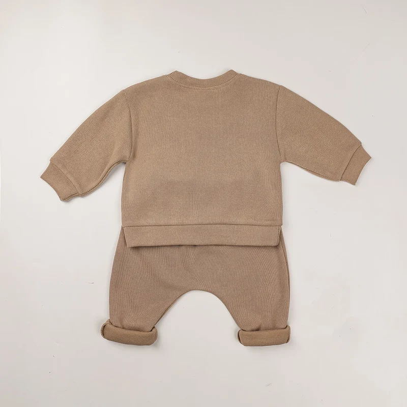 2024 Spring Baby Boys Clothes Cute Organic Cotton Sets Girls Long Sleeve Casual Sweatshirt+Pants 2pcs Kids Clothes Sports Suit
