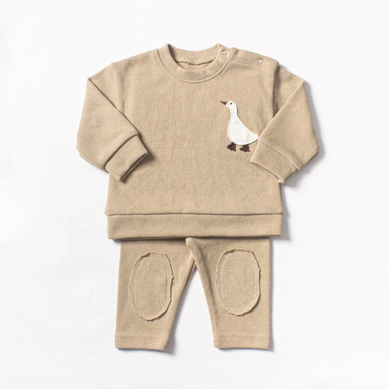 2024 Spring Baby Boys Clothes Cute Organic Cotton Sets Girls Long Sleeve Casual Sweatshirt+Pants 2pcs Kids Clothes Sports Suit
