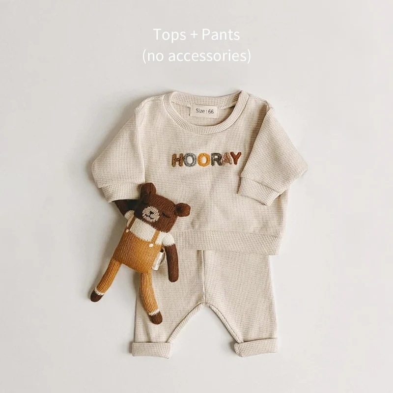 2024 Spring Baby Boys Clothes Cute Organic Cotton Sets Girls Long Sleeve Casual Sweatshirt+Pants 2pcs Kids Clothes Sports Suit