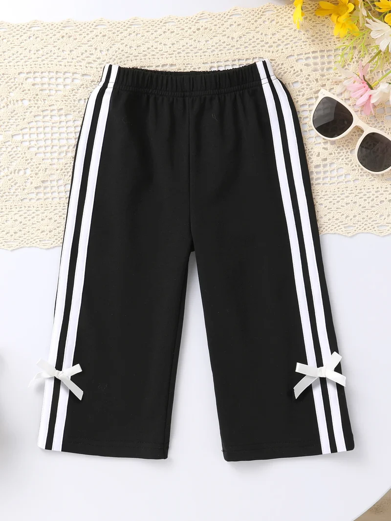 Baby Girls' Spring Outfit Set, Cute Bow Decor Long Sleeve Sweatshirt & Casual Soft Pants