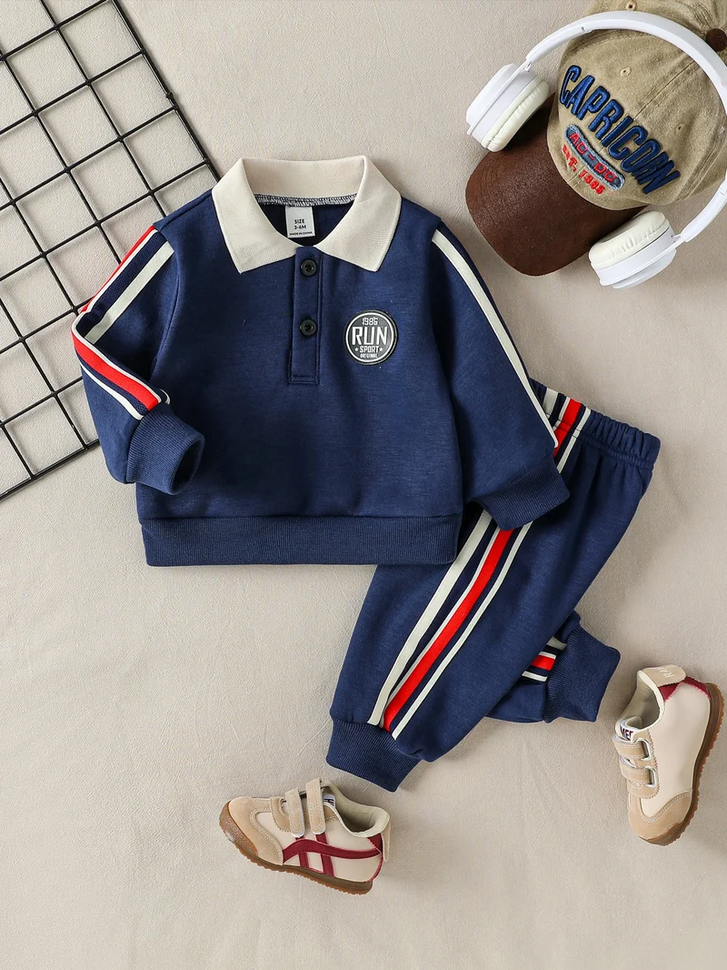 2Pcs 2025 New Style Autumn Winter Baby Boys Long Sleeve Sweatshirt &Pant Casual Sports Suit Western Fashion Clothes Set For 1-3Y