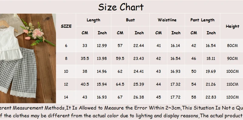 2pc/Set Girls' Outfits Set Summer Solid-Color Checkered Sleeveless Top And Pants Baby Girl Clothes Cute Beach Baby Outfit Set