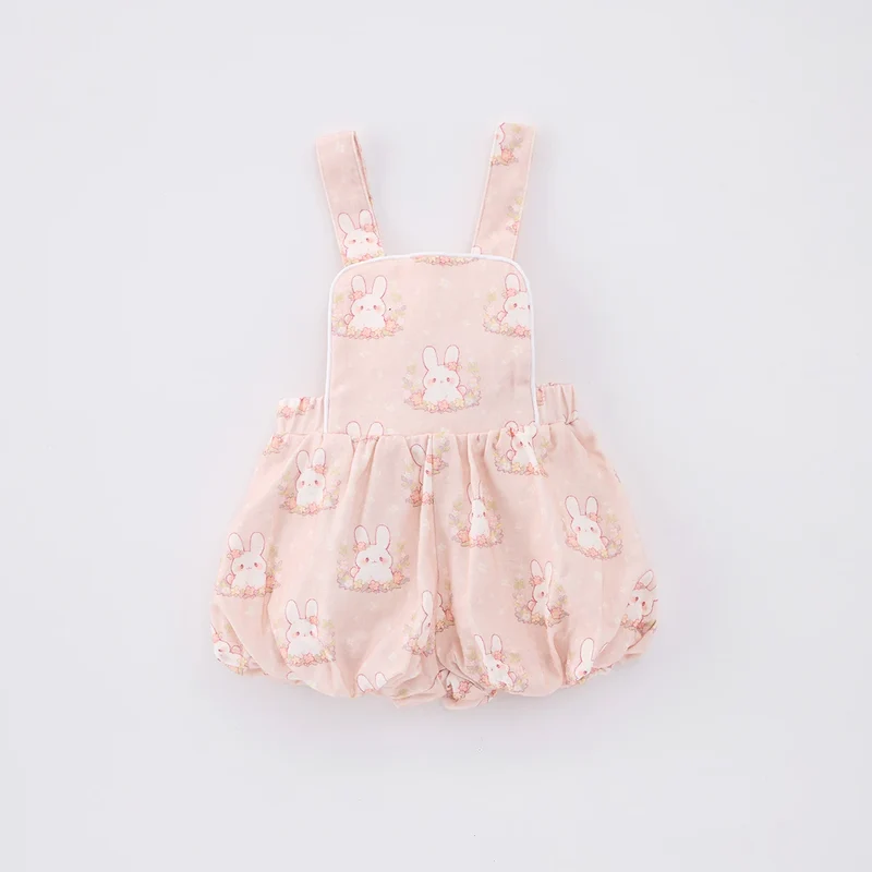 Infant carrycot pants set - Korean style - Girls' baby dress with sweet and stylish design - Cute rabbit print - Two-piece set