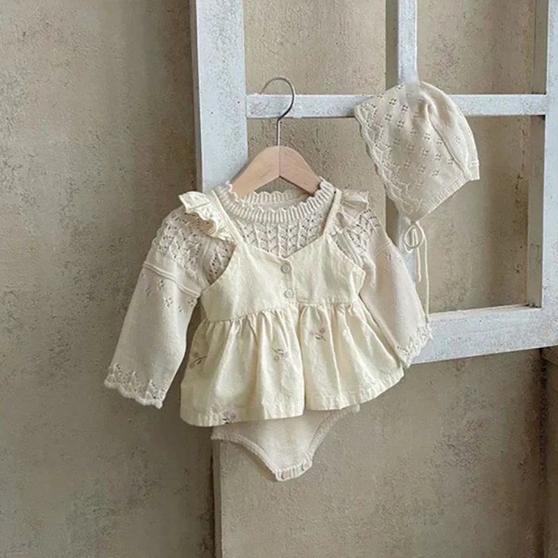 MILANCEL Baby Girl Summer Set Toddler Embroidered Ruffle Dress Top Shorts 2pcs