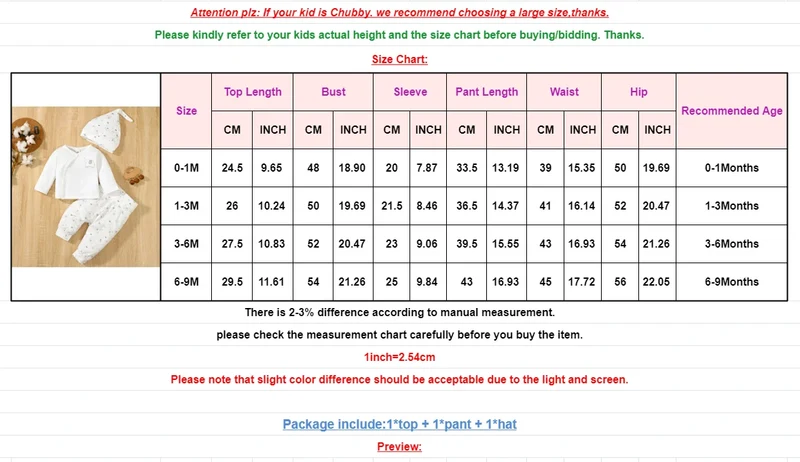 3PCS Newborn Baby Boy&Girl Daily Clothes Set Elephant Long Sleeve Top+Pant+Hat Spring and Autumn Outfits for Infant 0-9 Months