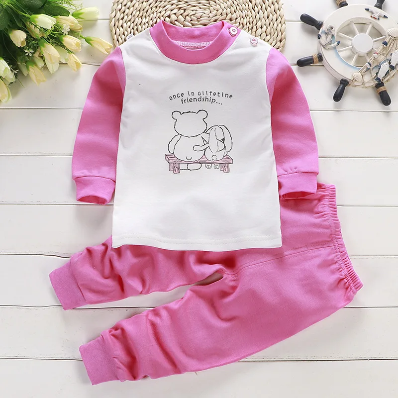 2024 Spring Autumn New Baby Clothing Set Cartoon Cotton Baby Boys Clothing Girls Suit Set 0-3 Year Baby Clothes