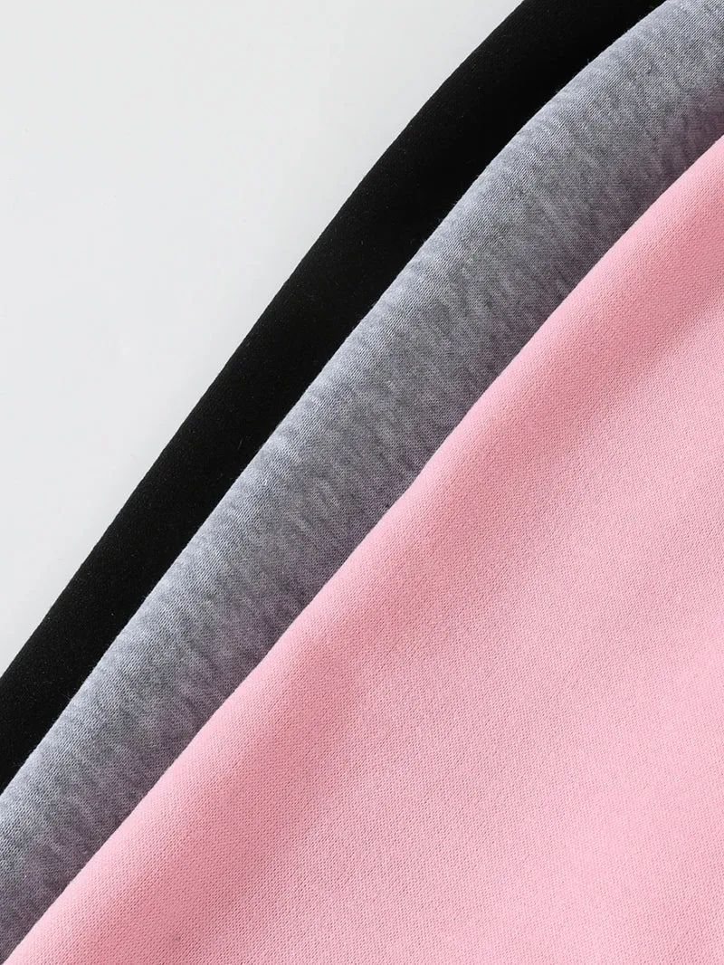 Cute autumn and winter baby girl casual thickened plush long pants, 3-piece set in black, pink, and gray