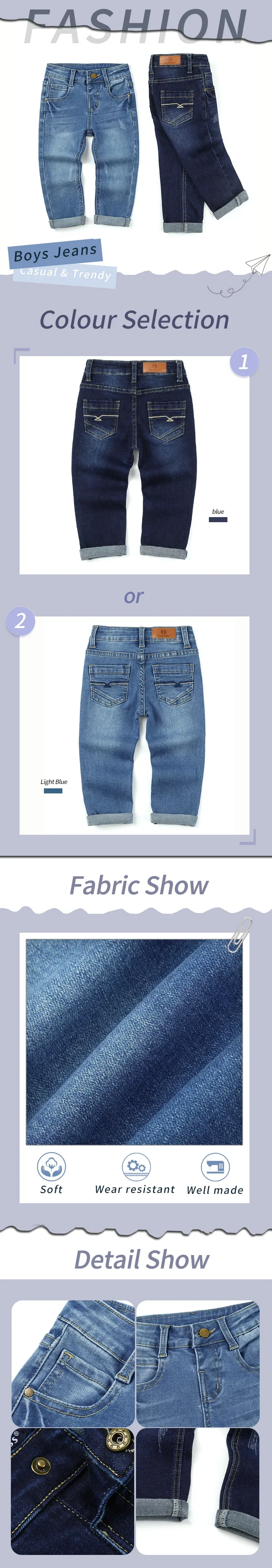 [Boys Denim Pants] Boys Casual Stretch Jeans Spring Autumn Youth Clothing Fashion Solid Trousers with Pocke