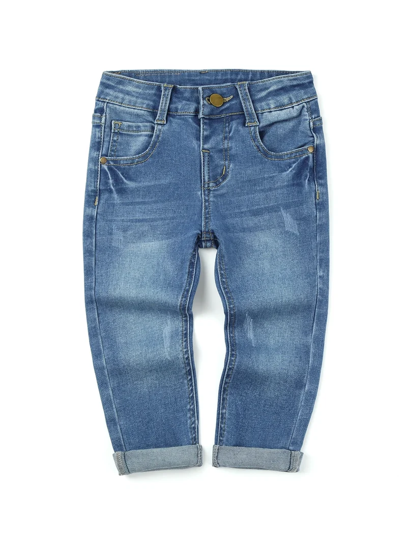 [Boys Denim Pants] Boys Casual Stretch Jeans Spring Autumn Youth Clothing Fashion Solid Trousers with Pocke