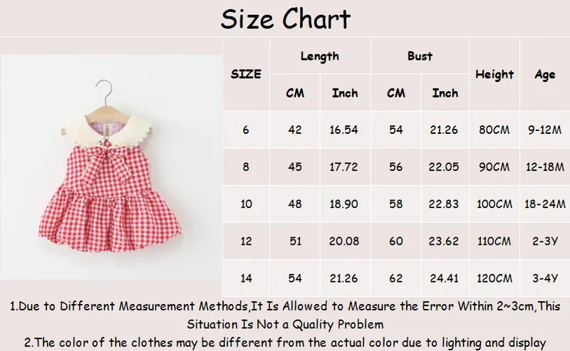 Girls Dresses Summer Cotton Red Checkered Bow Sleeveless Baby Girl Dress Cartoon Casual Beach Baby Clothing