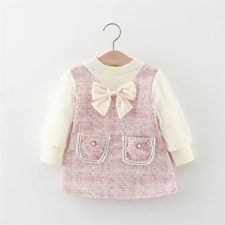 Baby Girl Dress Spring And Autumn Bow Cotton Long Sleeved Girl Dress Cute Christmas Style Baby Dress